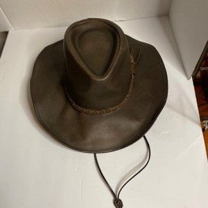 COV-VER  Brown Leather Cowboy/girl Shapeable Western Hat w/Braided Band -Small